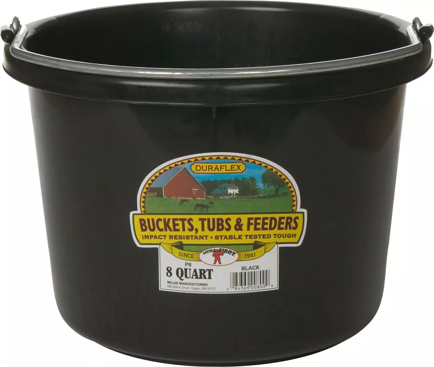 Little Giant DuraFlex Plastic Bucket, 8 qt, Black