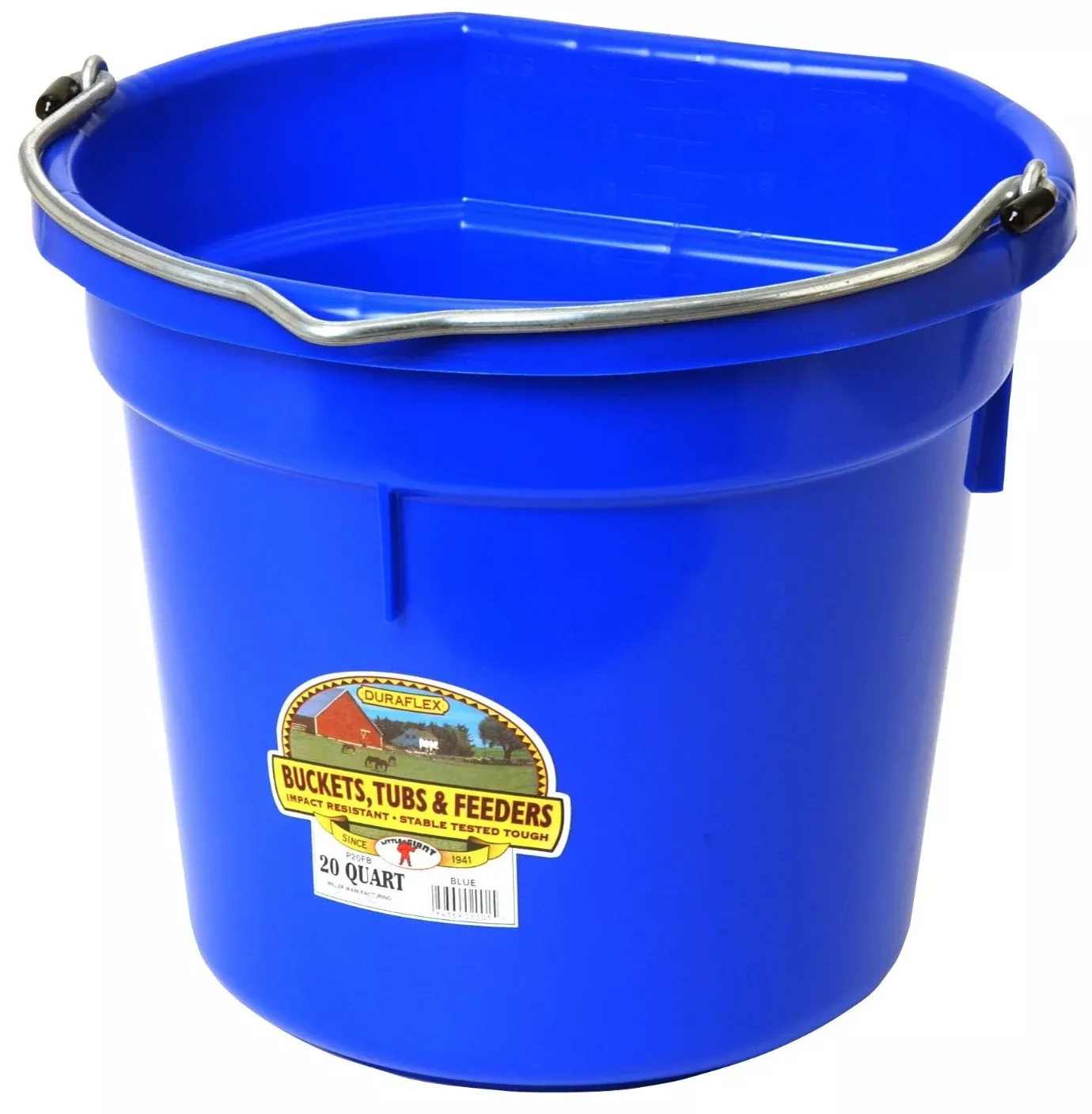 Little Giant DuraFlex Plastic Flat Back Bucket, 20 qt, Blue