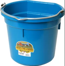 Little Giant DuraFlex Plastic Flat-Back Bucket, 20 qt, Teal