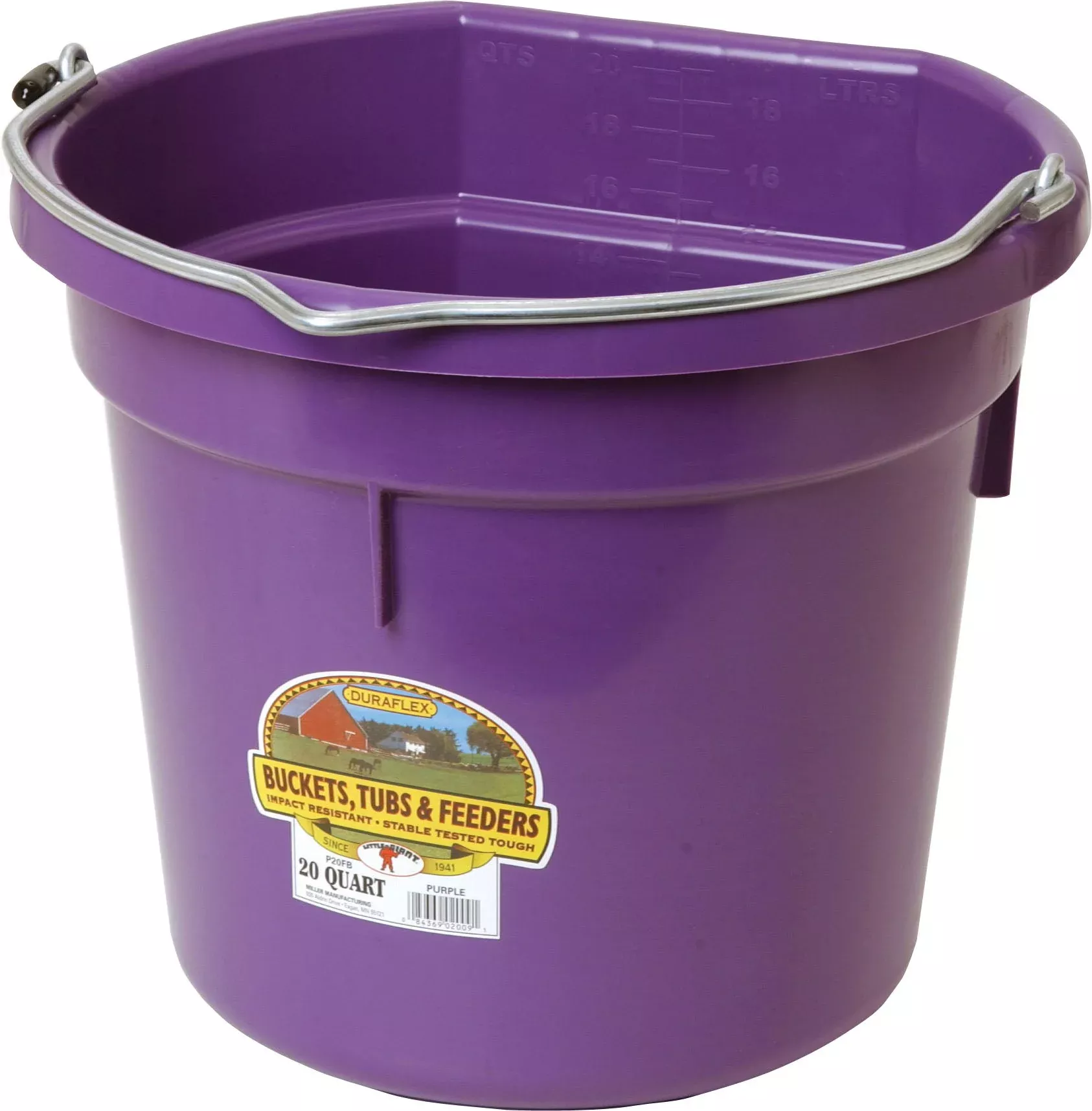 Little Giant DuraFlex Plastic Flat-Back Bucket Purple 20 qt
