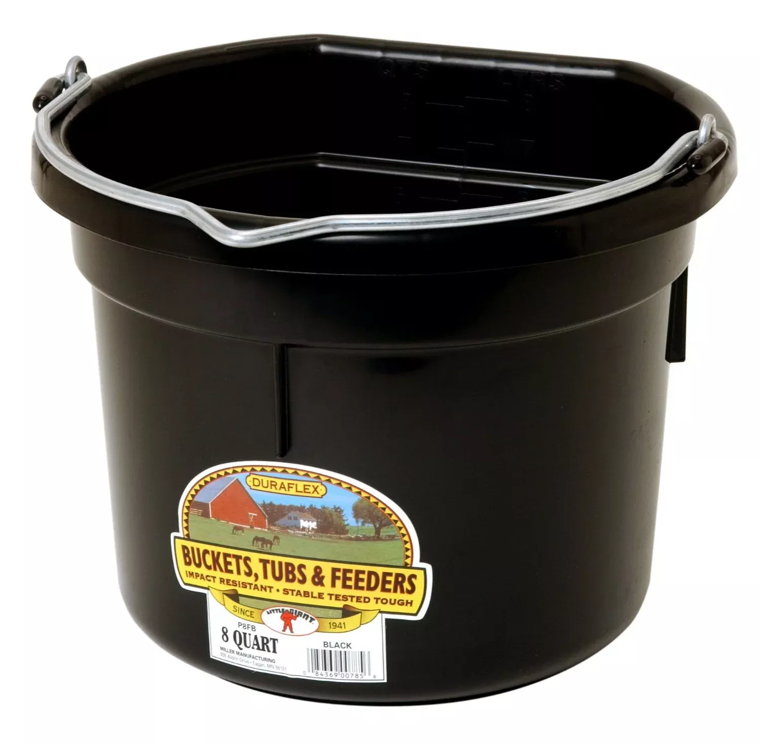 Little Giant Flat Back Bucket, Black, 8 qt
