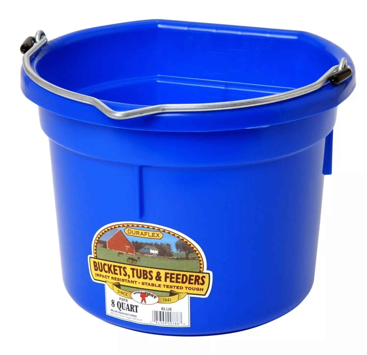 Little Giant Flat Back Bucket, Blue, 8 qt
