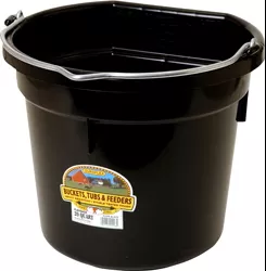 Little Giant Plastic Flat Back Bucket for Horses, 20 qt, Black