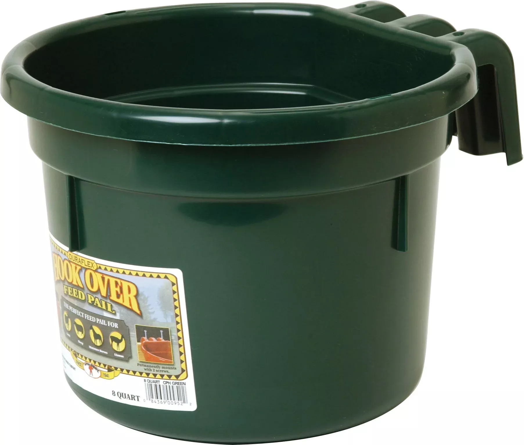 Little Giant Plastic Hook-Over Feed Pail, Green 8 qt