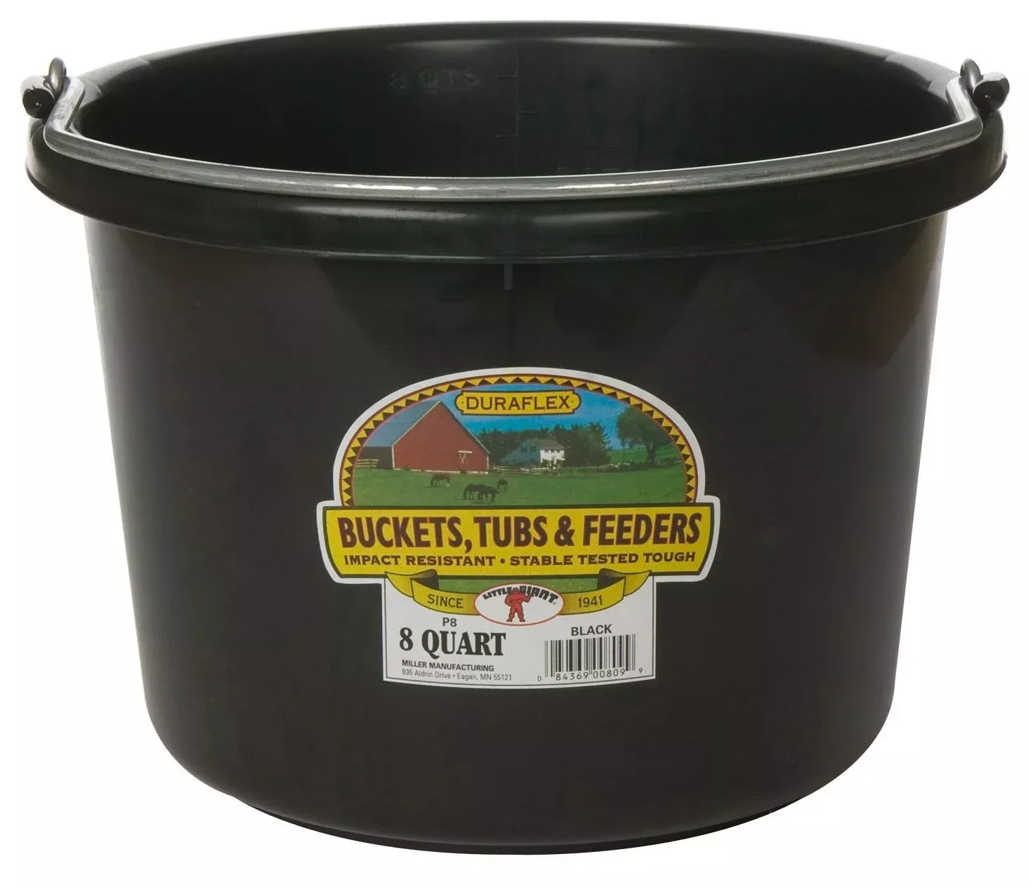 Little Giant Round Bucket, Black, 8 qt