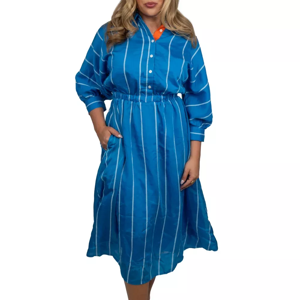 Long Sleeve Striped Midi Dress