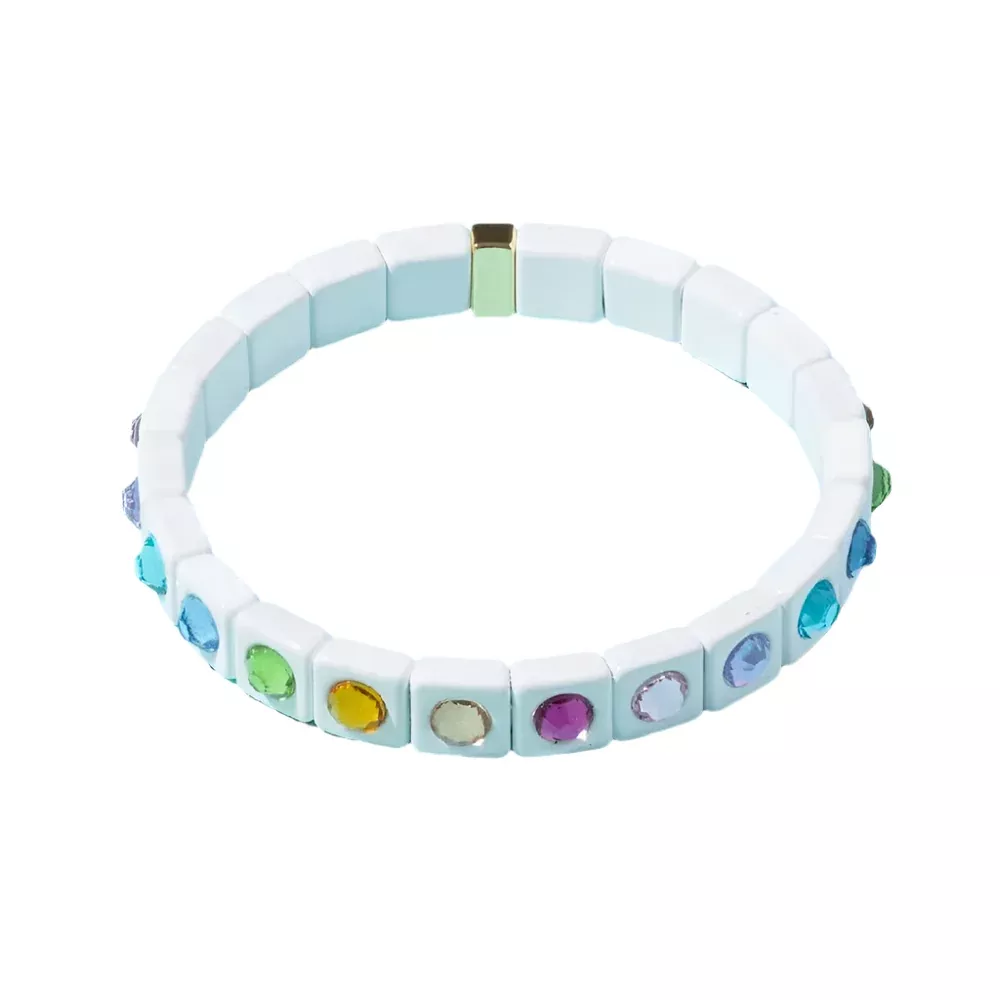 Maeve Stretch Bracelet - White w/Multicolor Stones