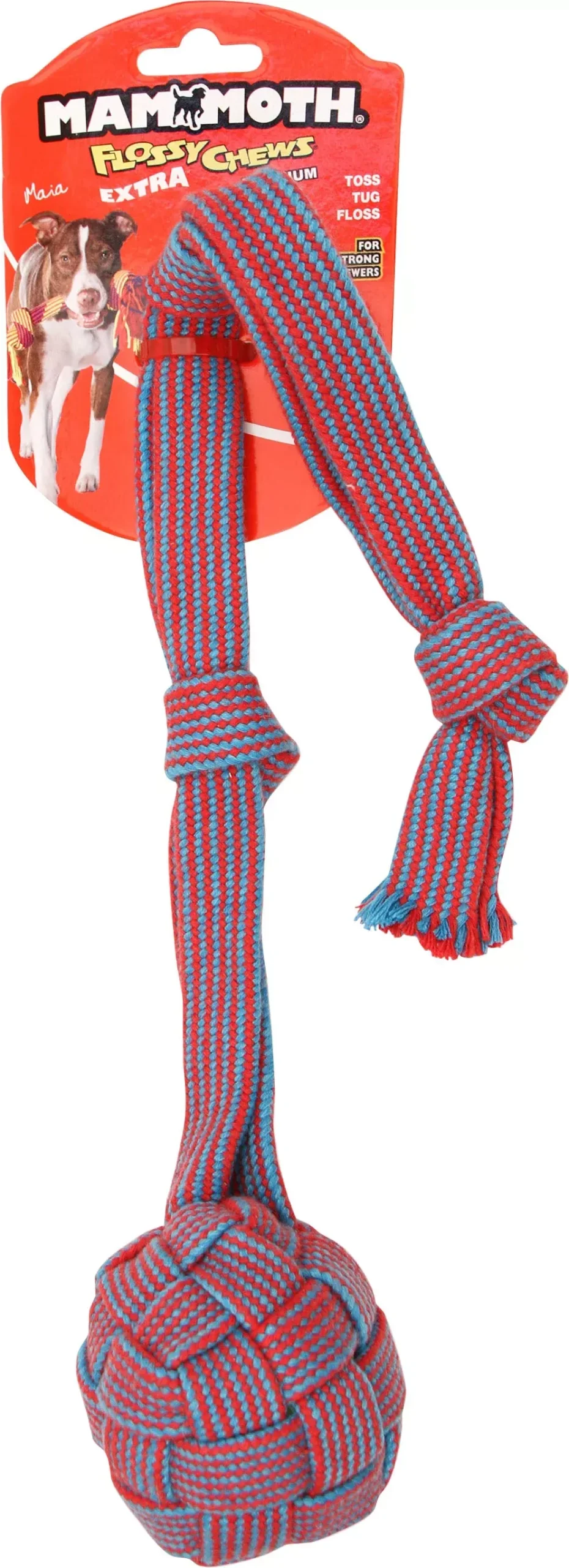 Mammoth Extra Webbing Ball with Fling Handle, Blue/Red, Medium