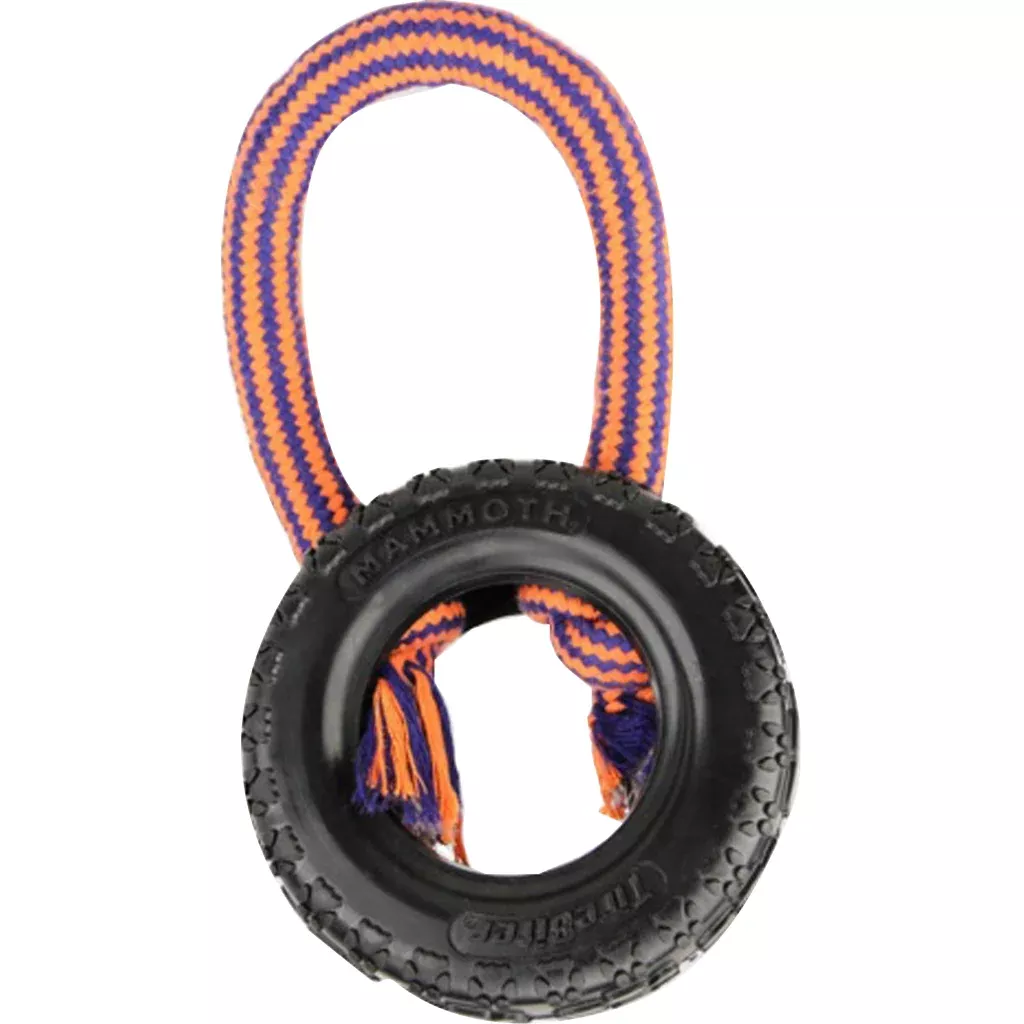 Mammoth TireBiter Advanced Dog Toy with Rope Handle, Black, 6 in