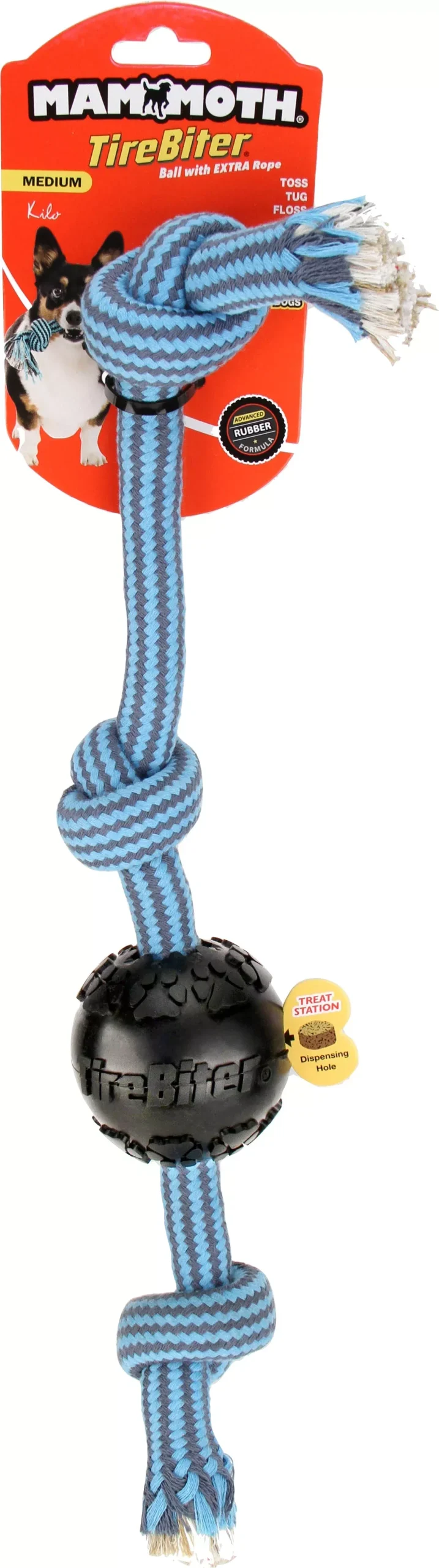 Mammoth TireBiter Ball with 3-Knot Tug 20 in Black