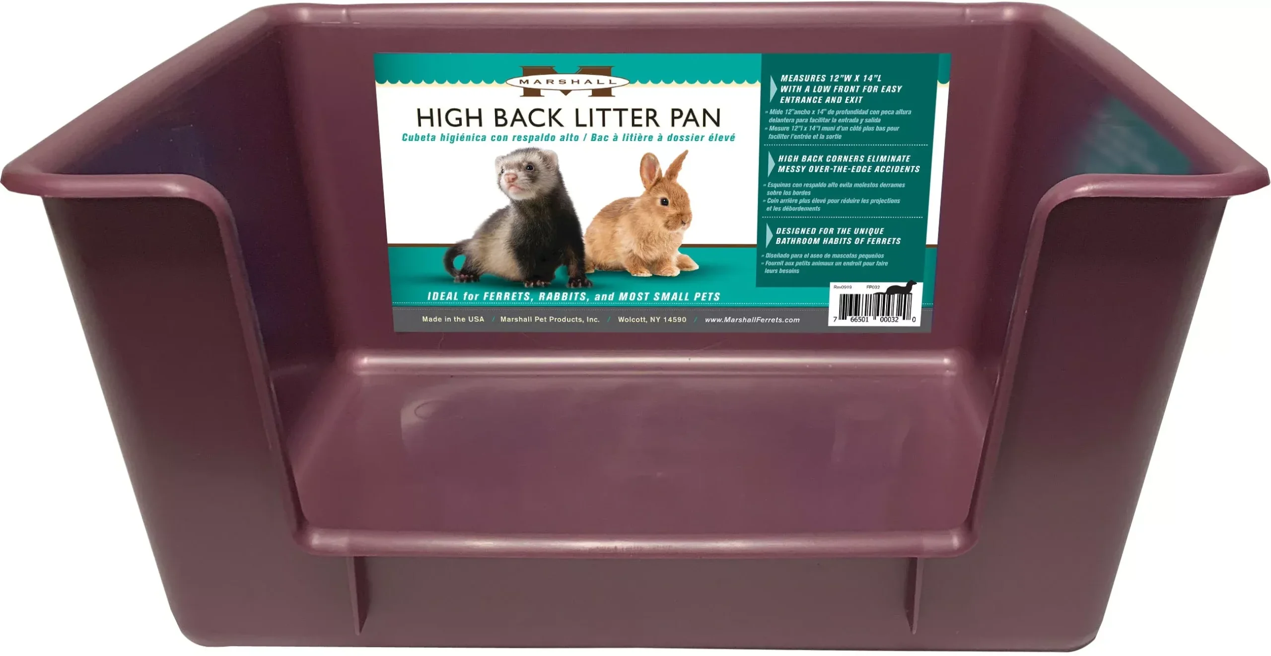 Marshall Ferret Hi-Back Litter Pan 12x14 in