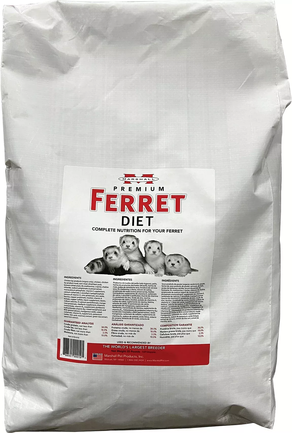 Marshall Premium Ferret Diet Complete Nutrition 35 lb
