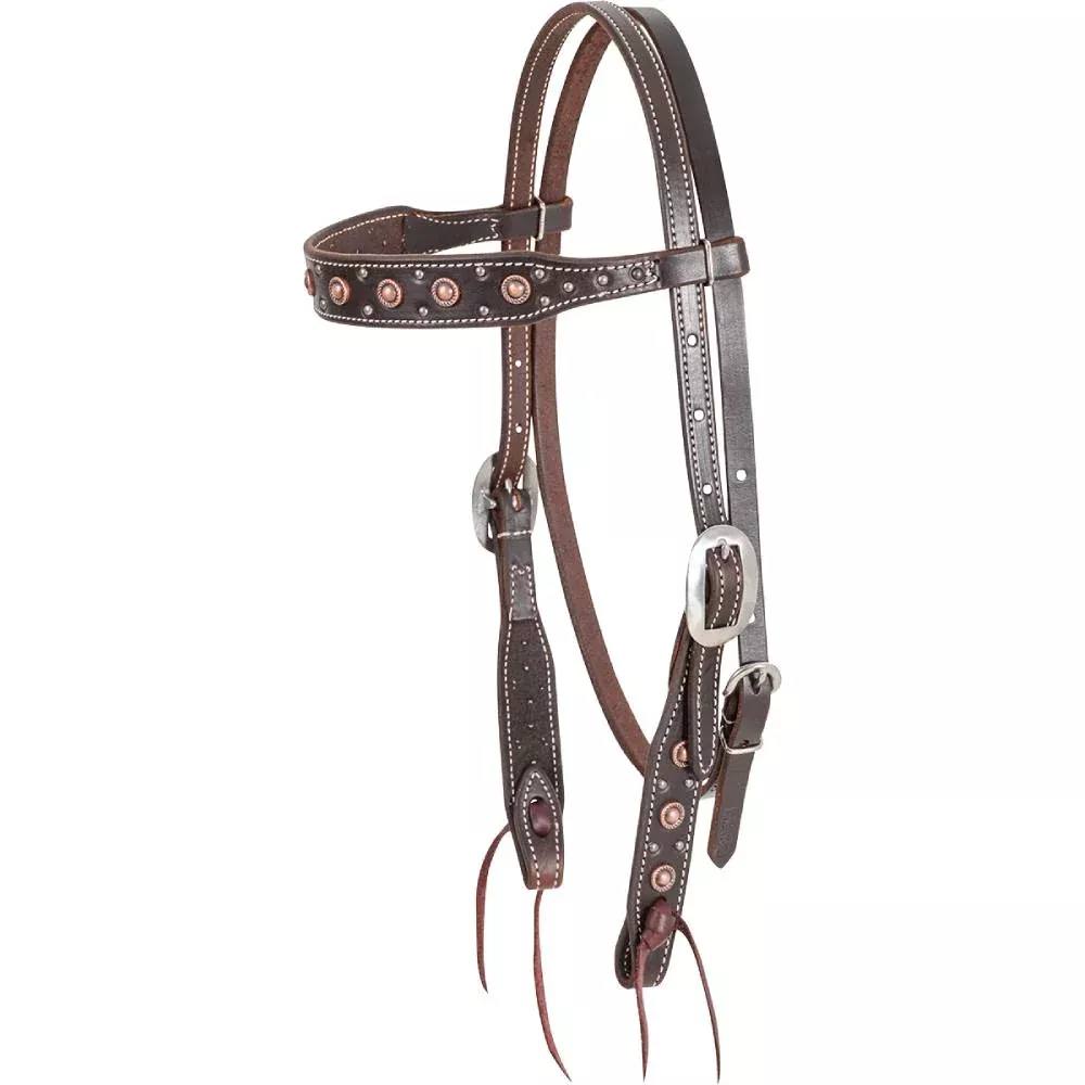 Martin Saddlery Rope Edged Dots Chocolate Browband Headstall