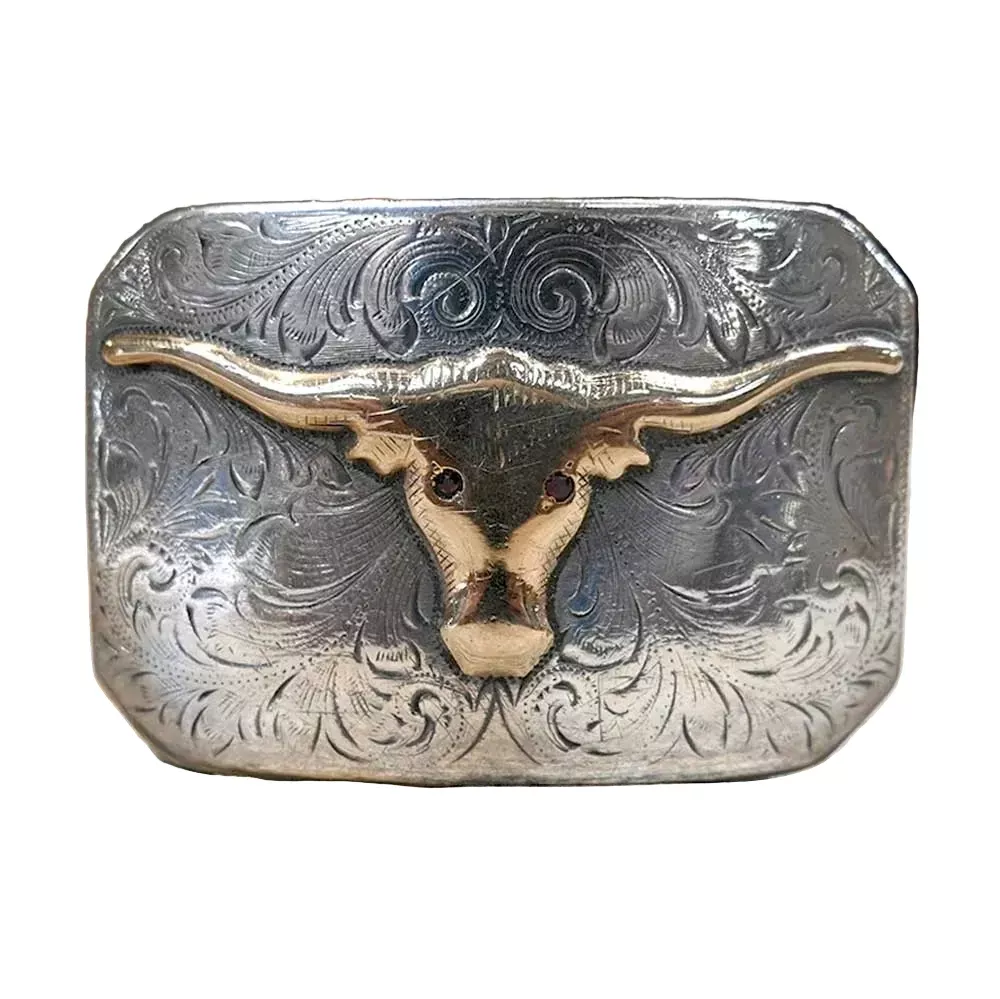 McCabe Longhorn Belt Buckle w/Rubies