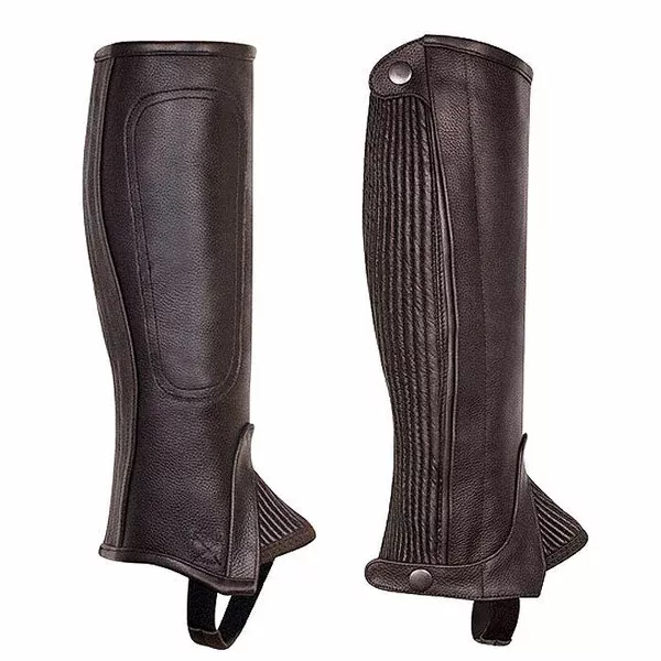Medium Brown Child'S Professional Half Calfskin Elastic Chaps By Perris Leather