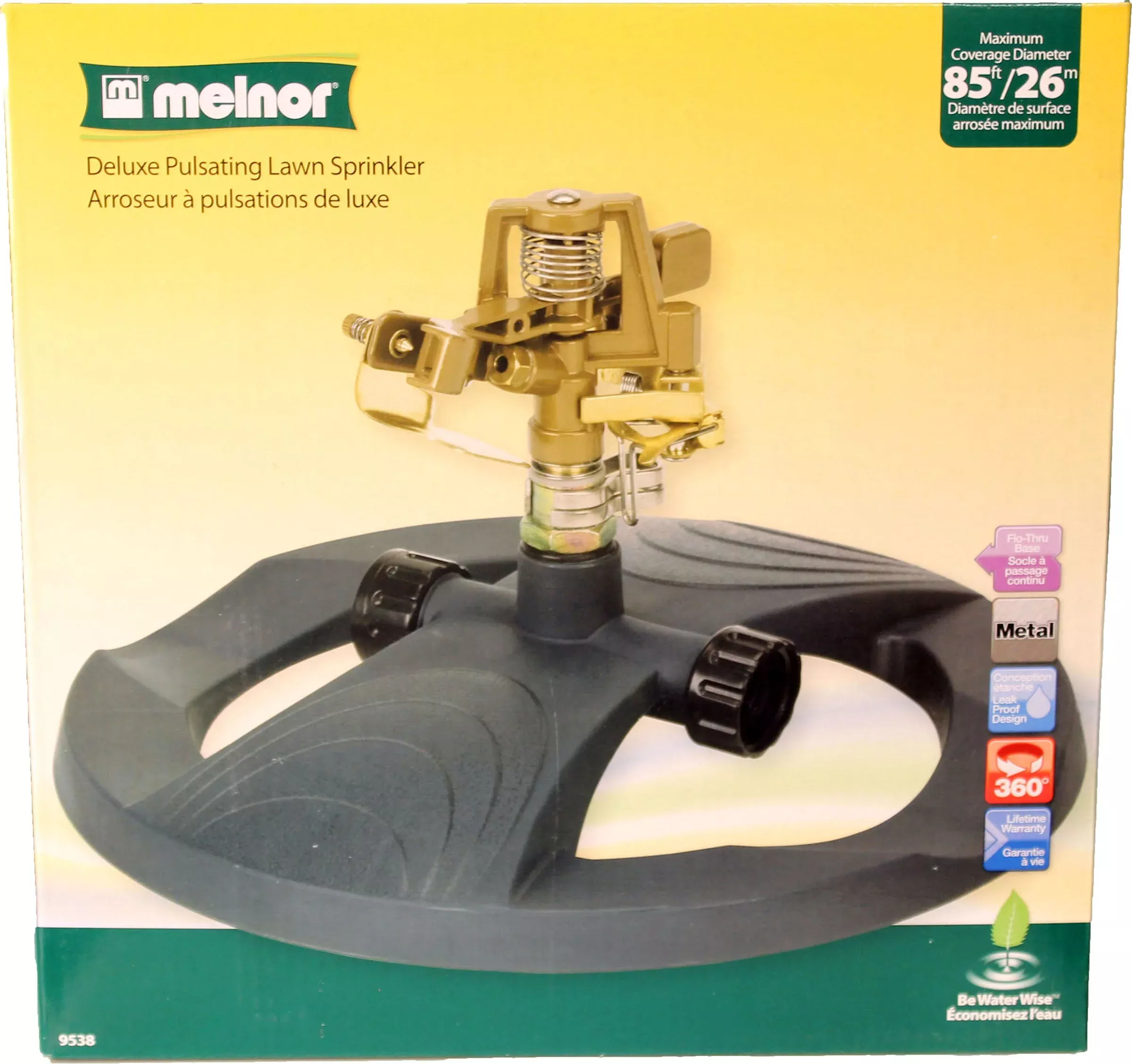 Melnor Metal Pulsating Sprinkler with Weighted Base 85 ft Diameter