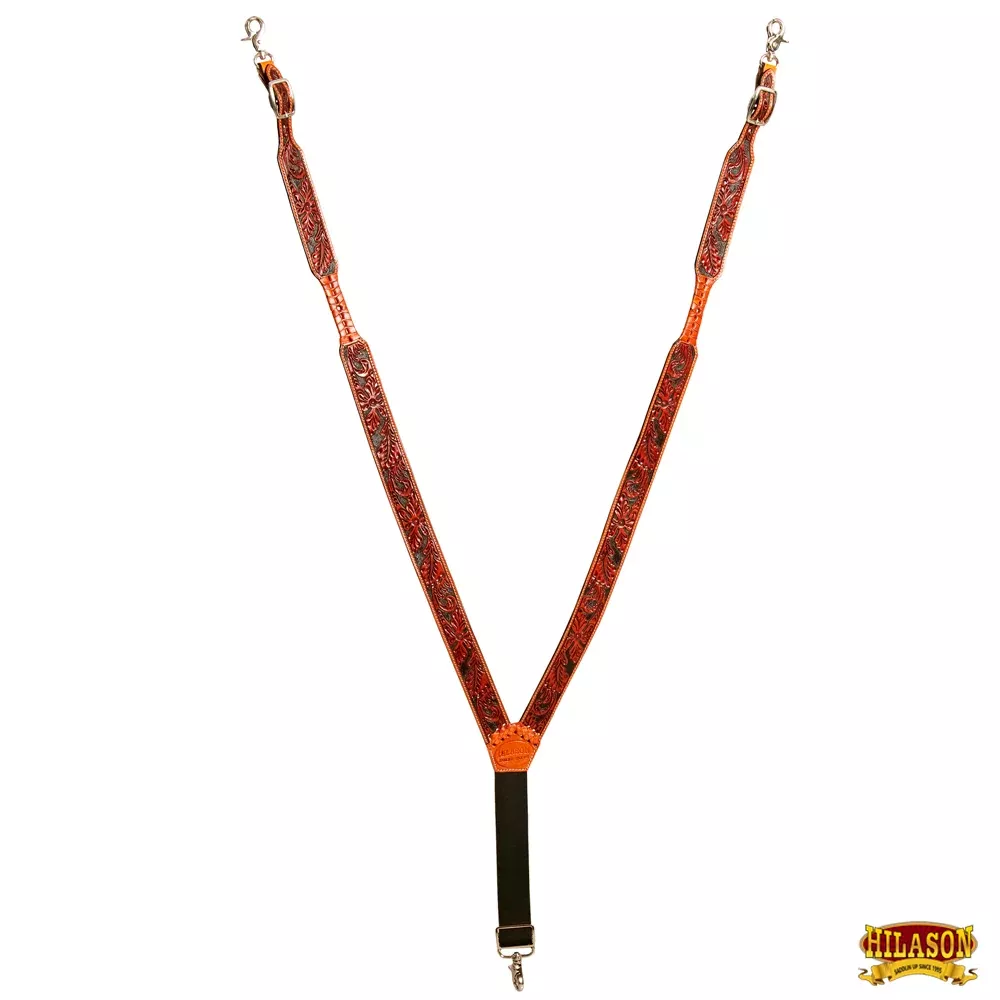 Men Leather Floral Suspender Hilason