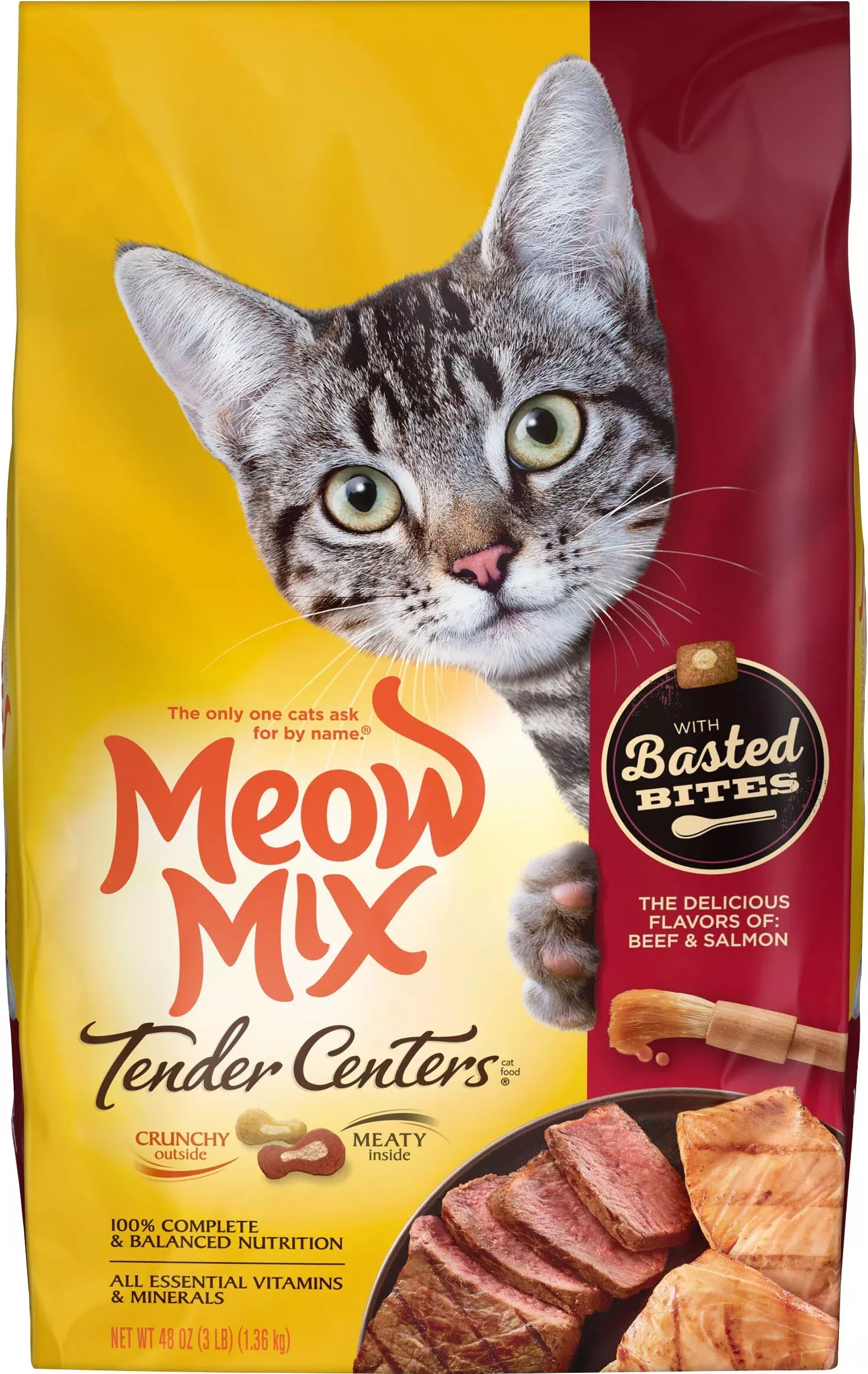 Meow Mix Tender Centers Beef/Salmon Dry Cat Food 3 Lb