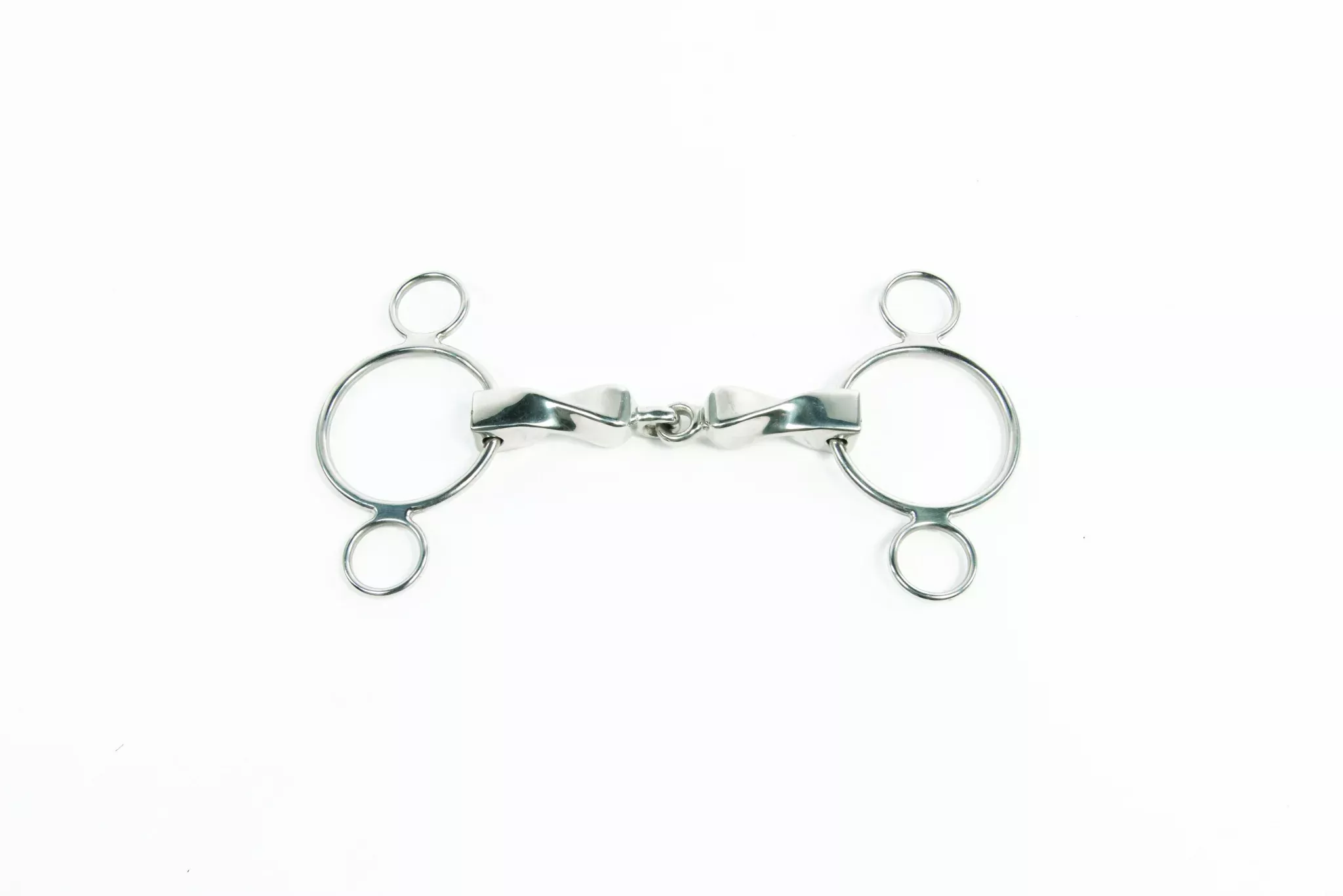 Metalab Stainless Steel Continental 3 Ring Gag Bit with Solid Twisted Mouthpiece