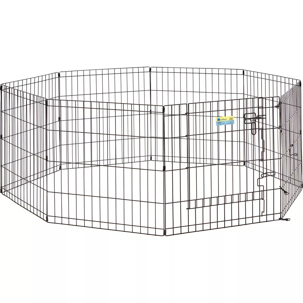 MidWest Contour Exercise Pen with Door, 24 in, Black