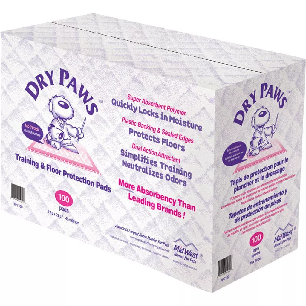 MidWest Dry Paws Training and Floor Protection Pads, 100 Pack