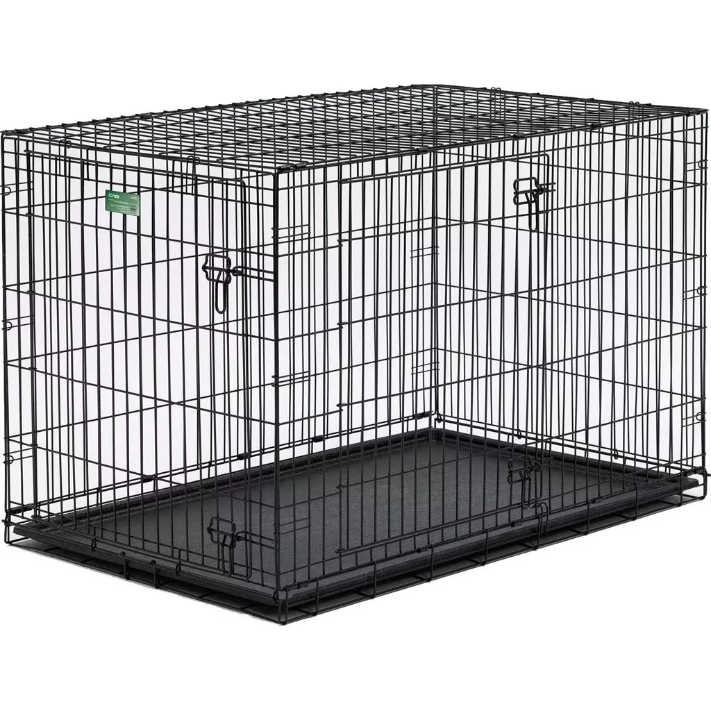 MidWest iCrate Double Door Folding Dog Crate, 36 in, Black