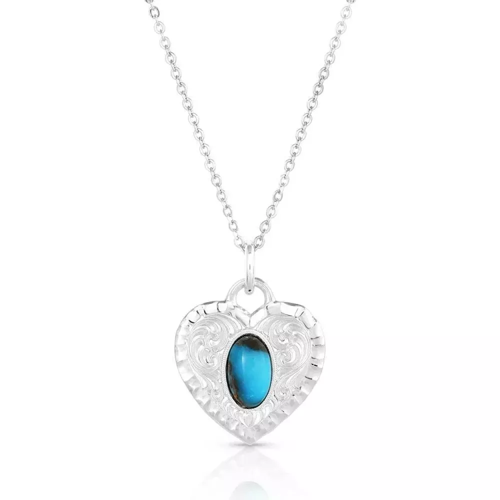 Montana Silversmiths Chiseled Heart Turquoise Necklace