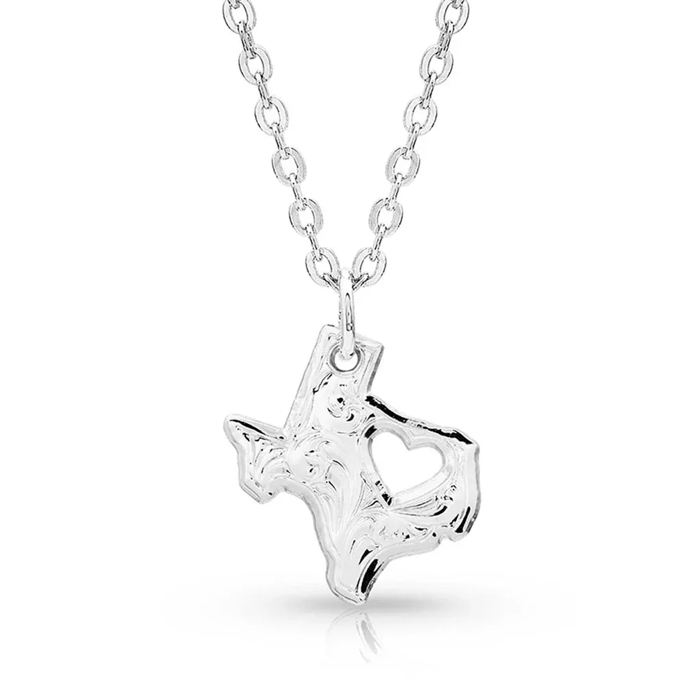 Montana Silversmiths I Heart Texas State Charm Necklace