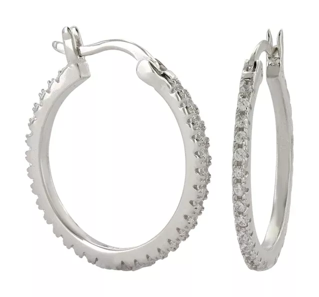 Montana Silversmiths Medium Clear Stone Hoop Earrings