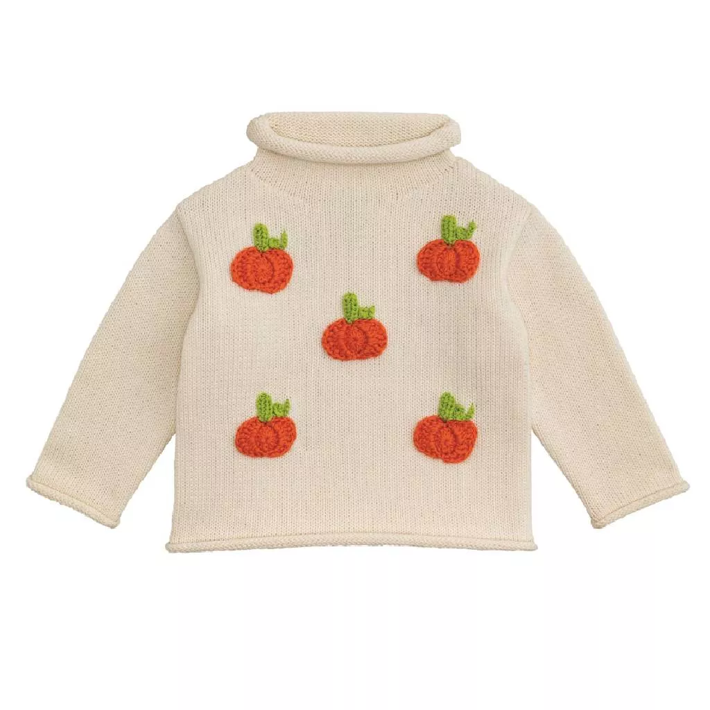 Mud Pie Baby Girl's Mini Pumpkin Rolled Neck Sweater