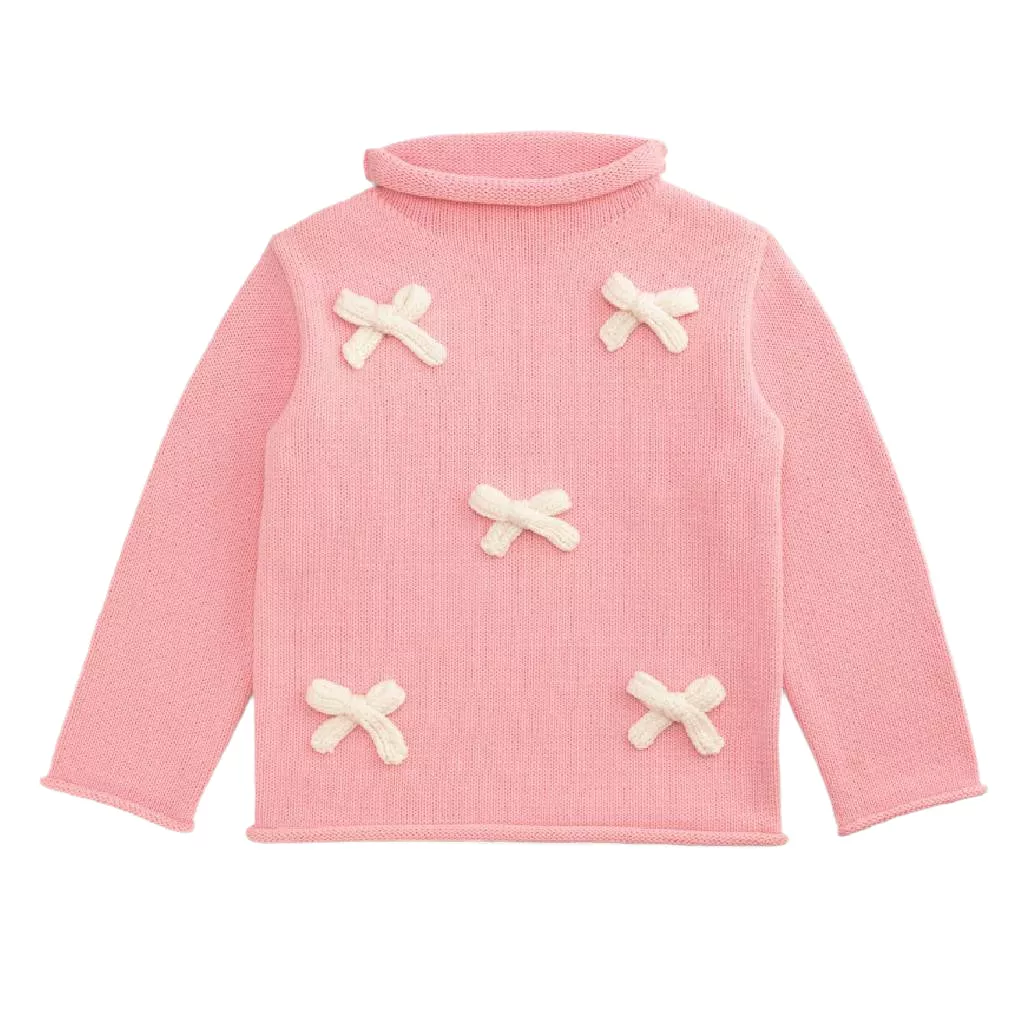 Mud Pie Girl's Bow Rolled Neck Sweater