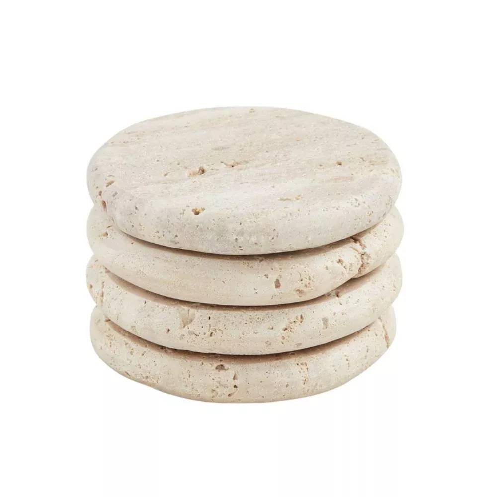 Mud Pie Travertine Coasters - Cream