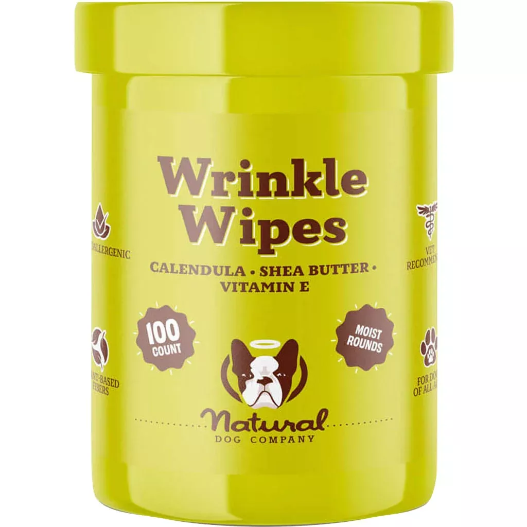 Natural Dog Company Wrinkle Wipes Jar 100 Count