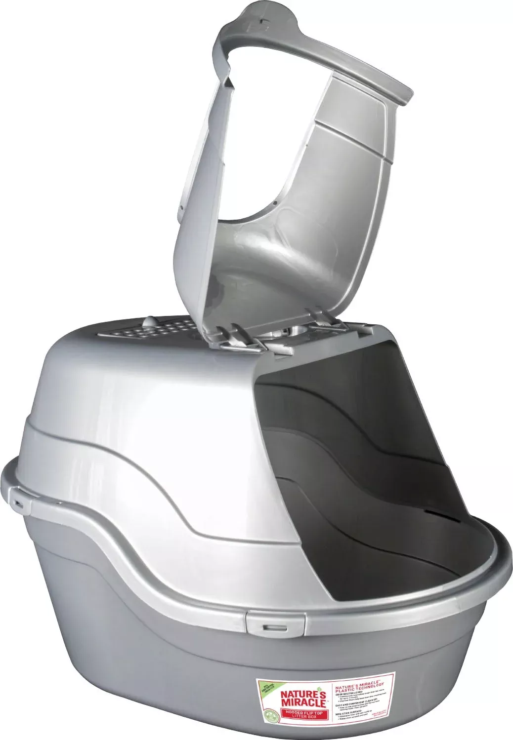 Nature's Miracle Hooded Flip Top Litter Box Silver