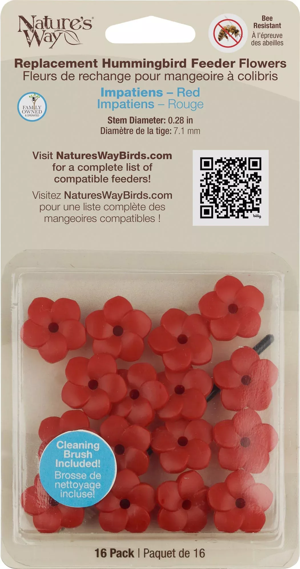 Nature's Way Red Impatiens Replacement Flowers with Brush, Red, 16 Count