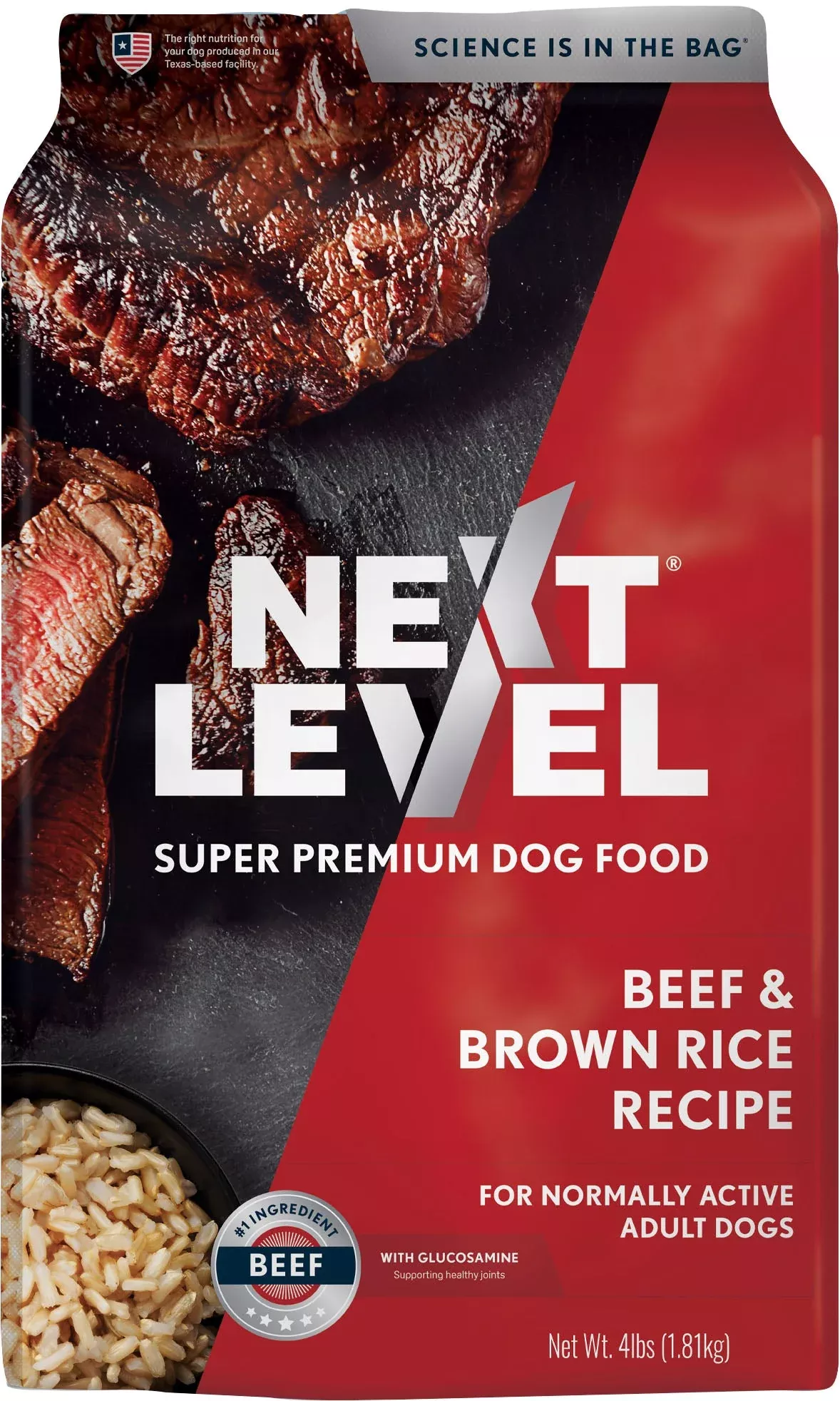 Next Level Normally Active Dog Food, Beef/Brown Rice, 4 lb