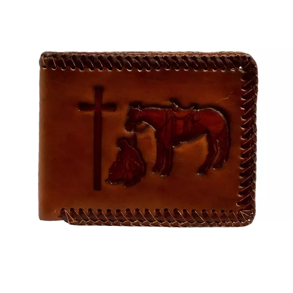 Nocona Braided Edge Praying Cowboy Bifold Wallet