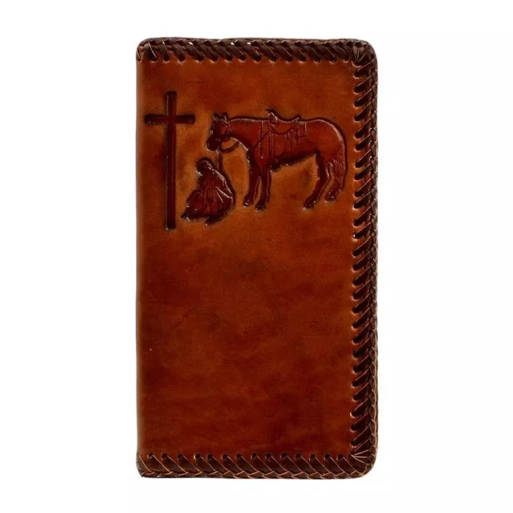 Nocona Braided Edge Praying Cowboy Rodeo Wallet