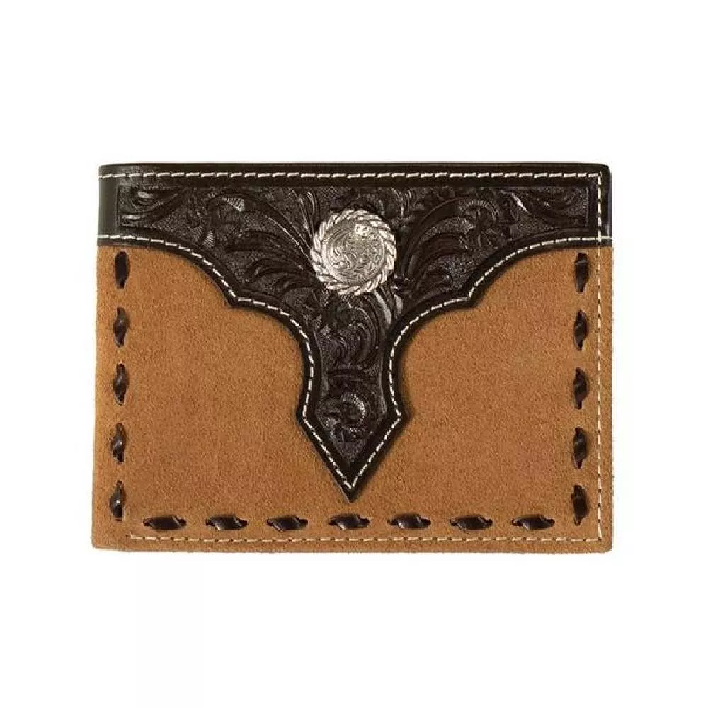 Nocona Floral Overlay Roughout Bifold Wallet