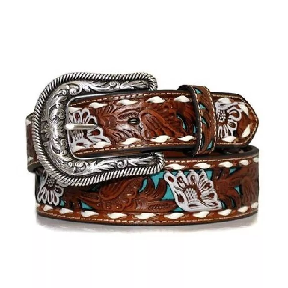 Nocona Floral Turquoise Inlay Belt