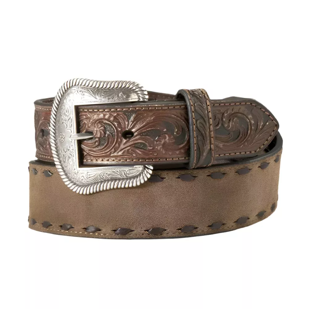 Nocona Men's Rough Embossed Lace Belt