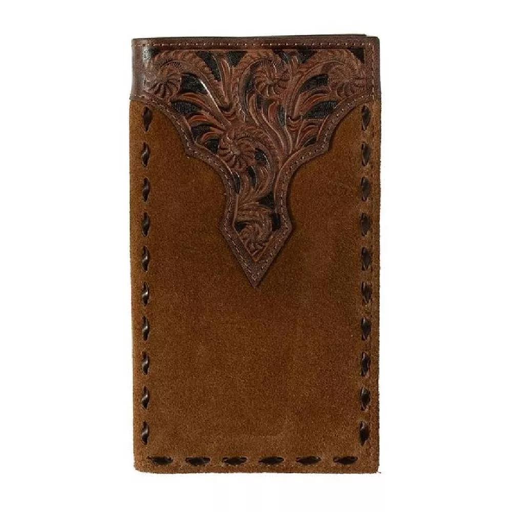 Nocona Roughout Leather Buckstitch Rodeo Wallet
