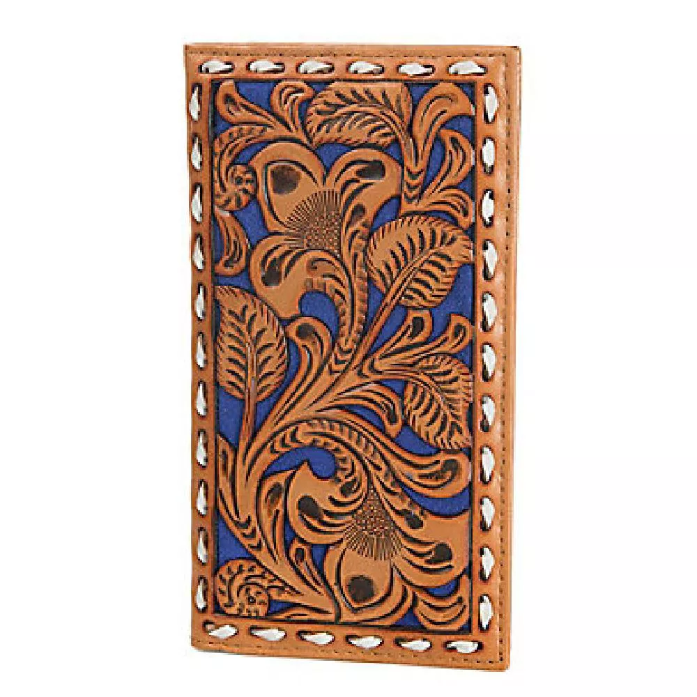 Nocona Tooled Overlay Buckstitch Rodeo Wallet