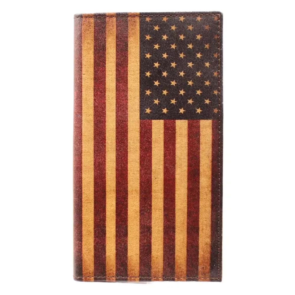 Nocona Vintage Leather US Flag Rodeo Wallet