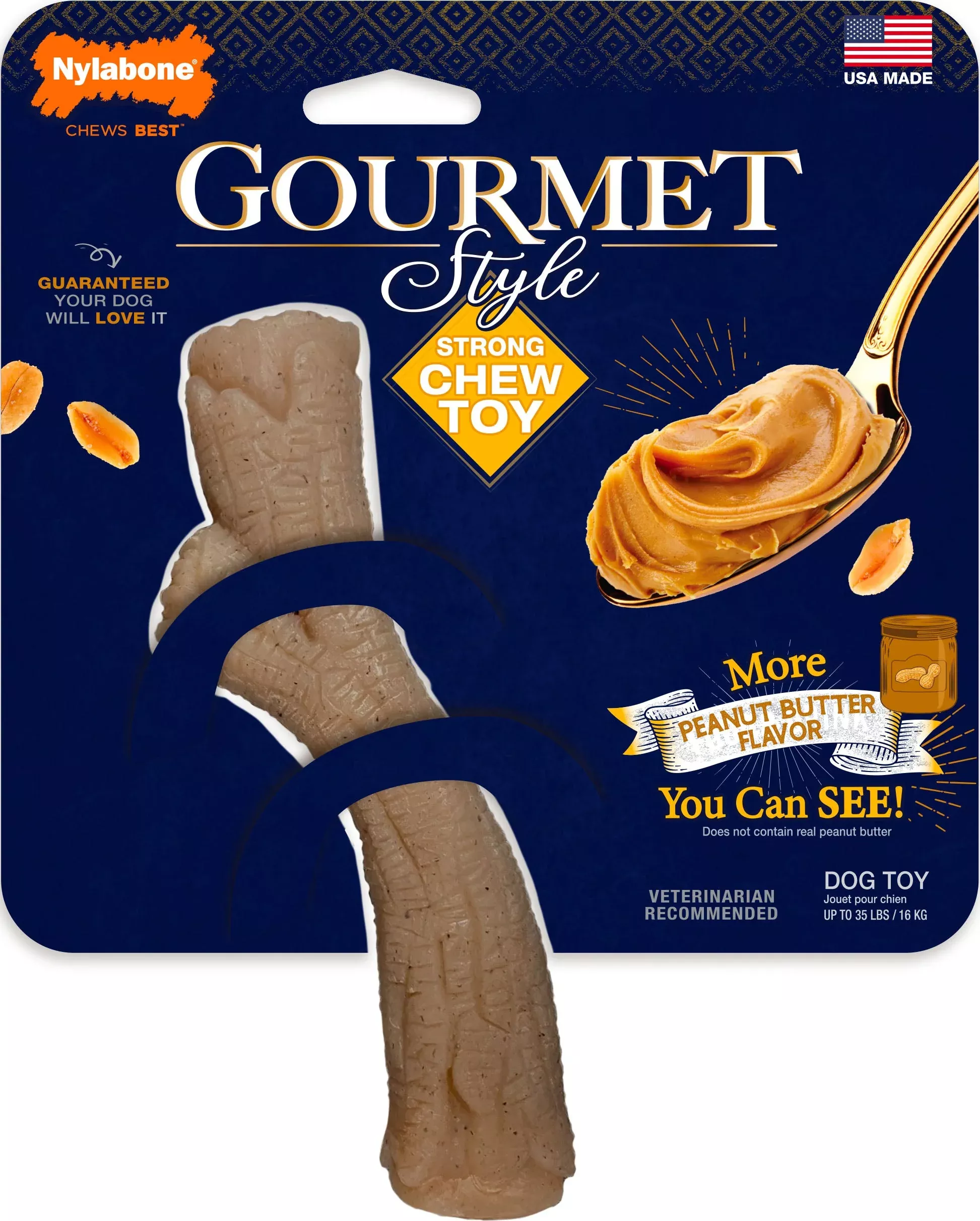 Nylabone Gourmet Style Strong Chew Stick, Peanut Butter - Medium