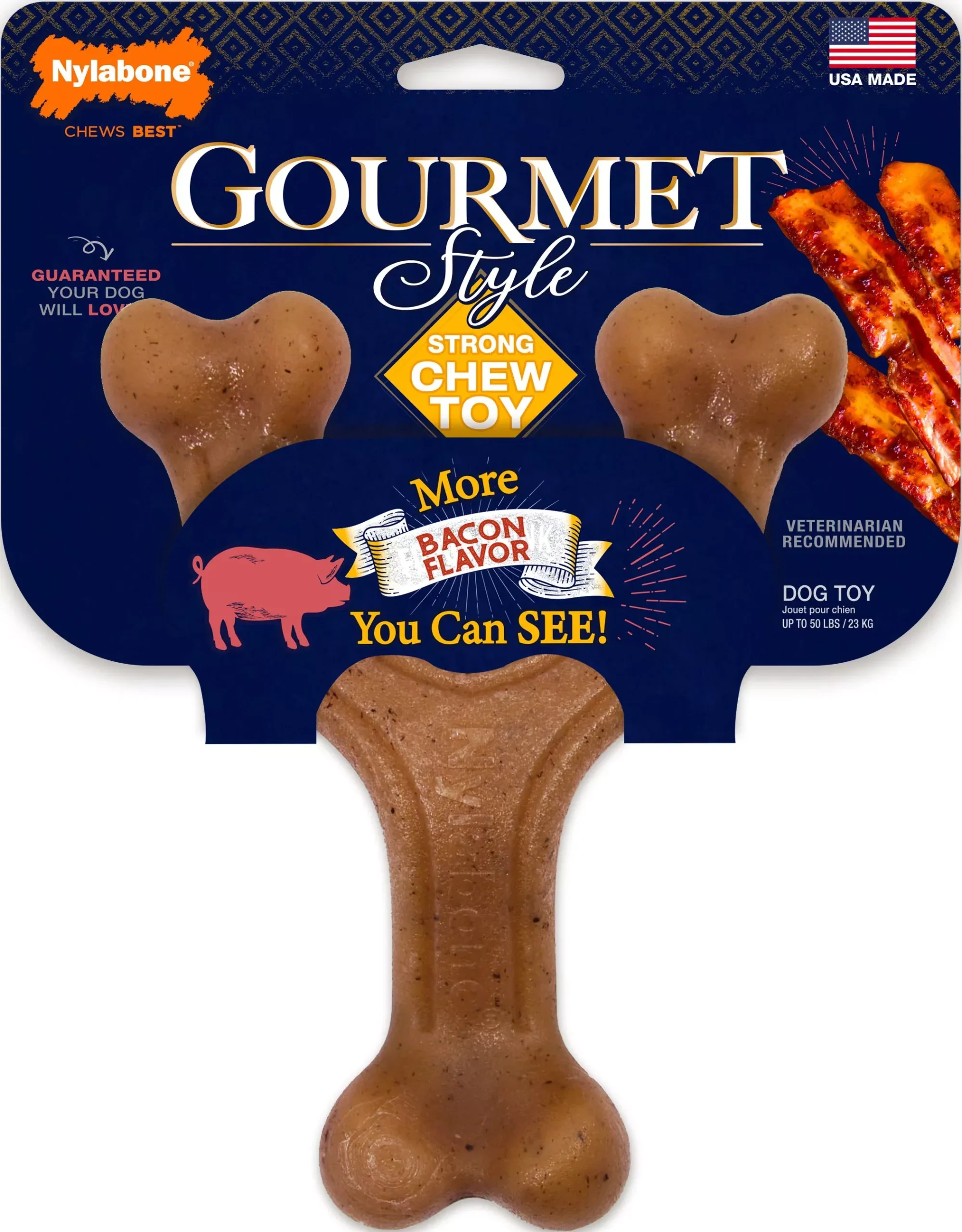 Nylabone Gourmet Style Strong Chew Wishbone Large Bacon