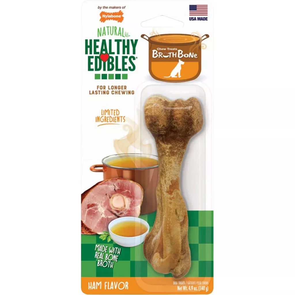 Nylabone Healthy Edibles Broth Bone Natural Chew Large Ham