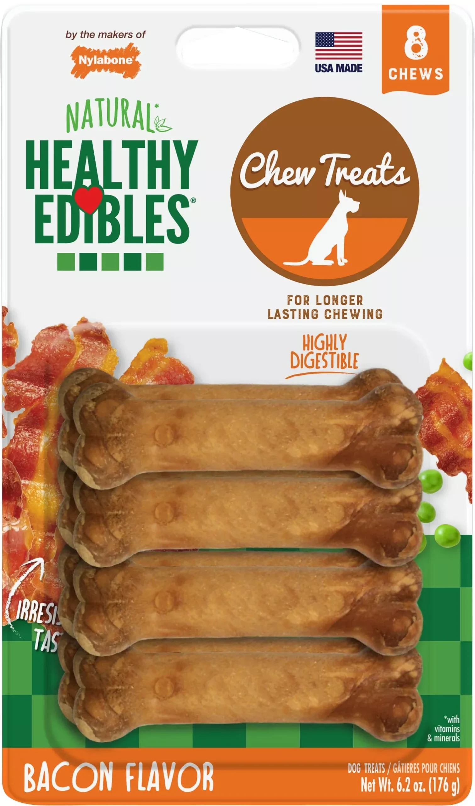 Nylabone Healthy Edibles Natural Chew Bacon Petite (8 Pack)