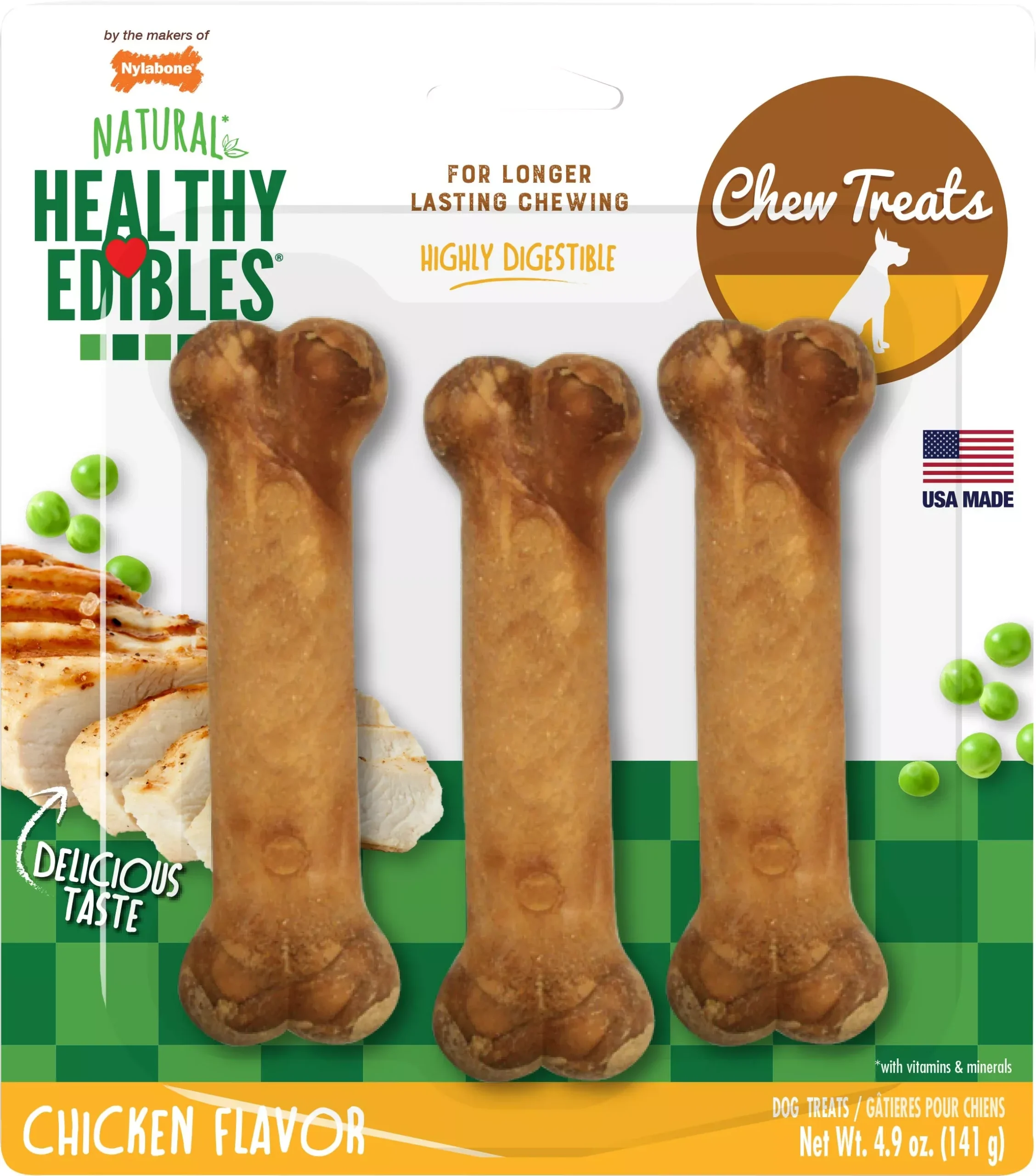 Nylabone Healthy Edibles Natural Chew Regular Chicken 3 Pack