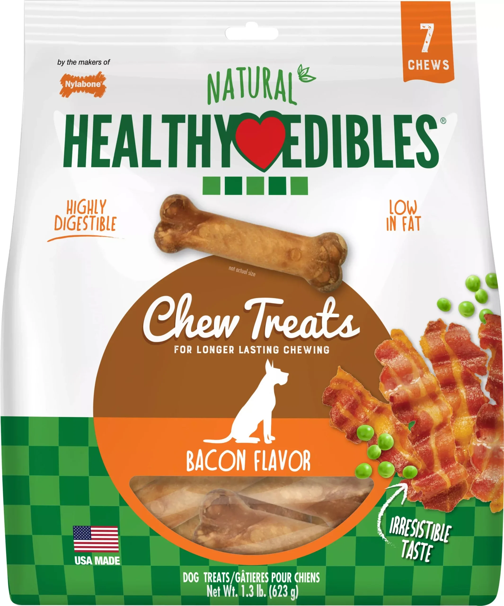 Nylabone Healthy Edibles Natural Chew Wolf Bacon 7-Pack